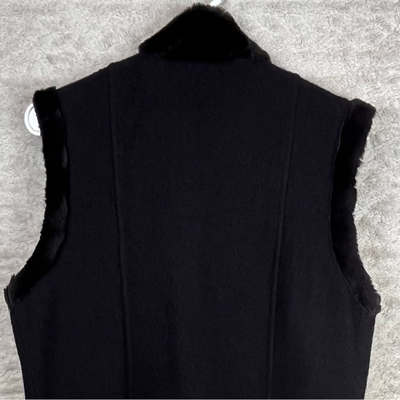 MYTHOLOGY Hippie 100% Wool Faux Fur Trim Vest Boho Hippie Large Scandinavia Knit - Picture 12 of 14